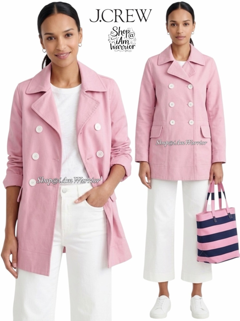 J.Crew NWT cotton twill short trench double breasted coat *shop@iamwarrior